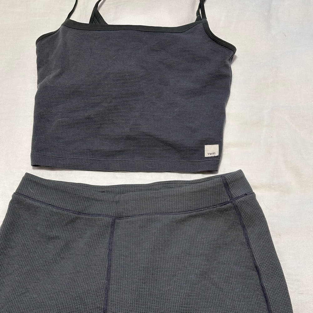 Vuori Gray waffle Tank Top and pant Set